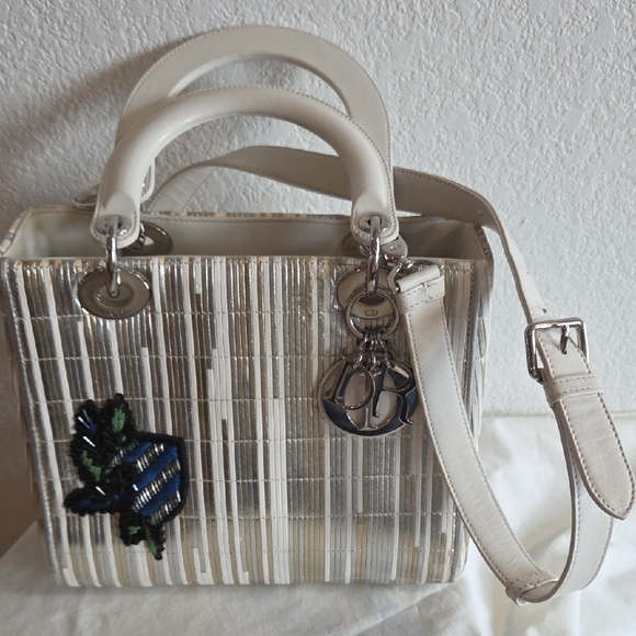 Dior Handbags - LADY DIOR Gold and Silver Embellished Handbag